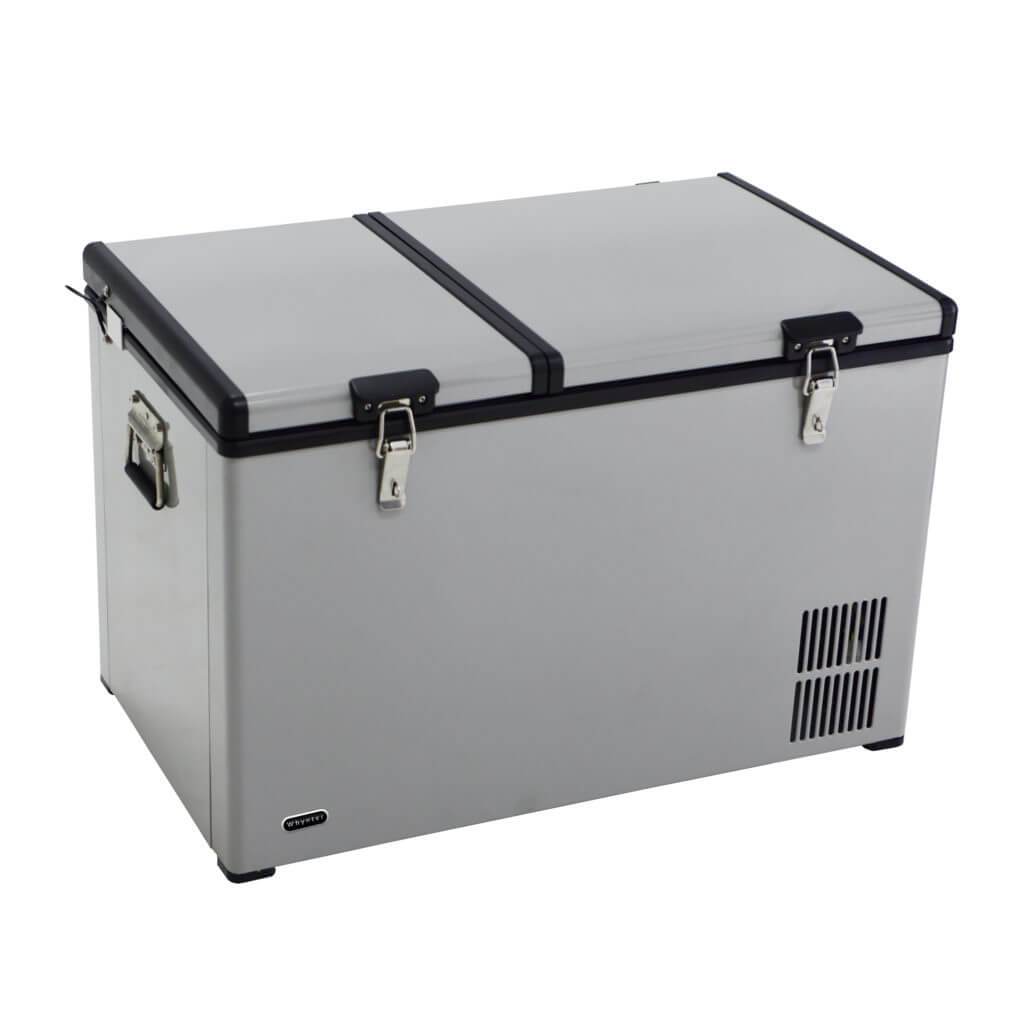 Whynter 90 Quart Dual Zone Portable Fridge/Freezer with 12V Option and Wheels FM-901DZ