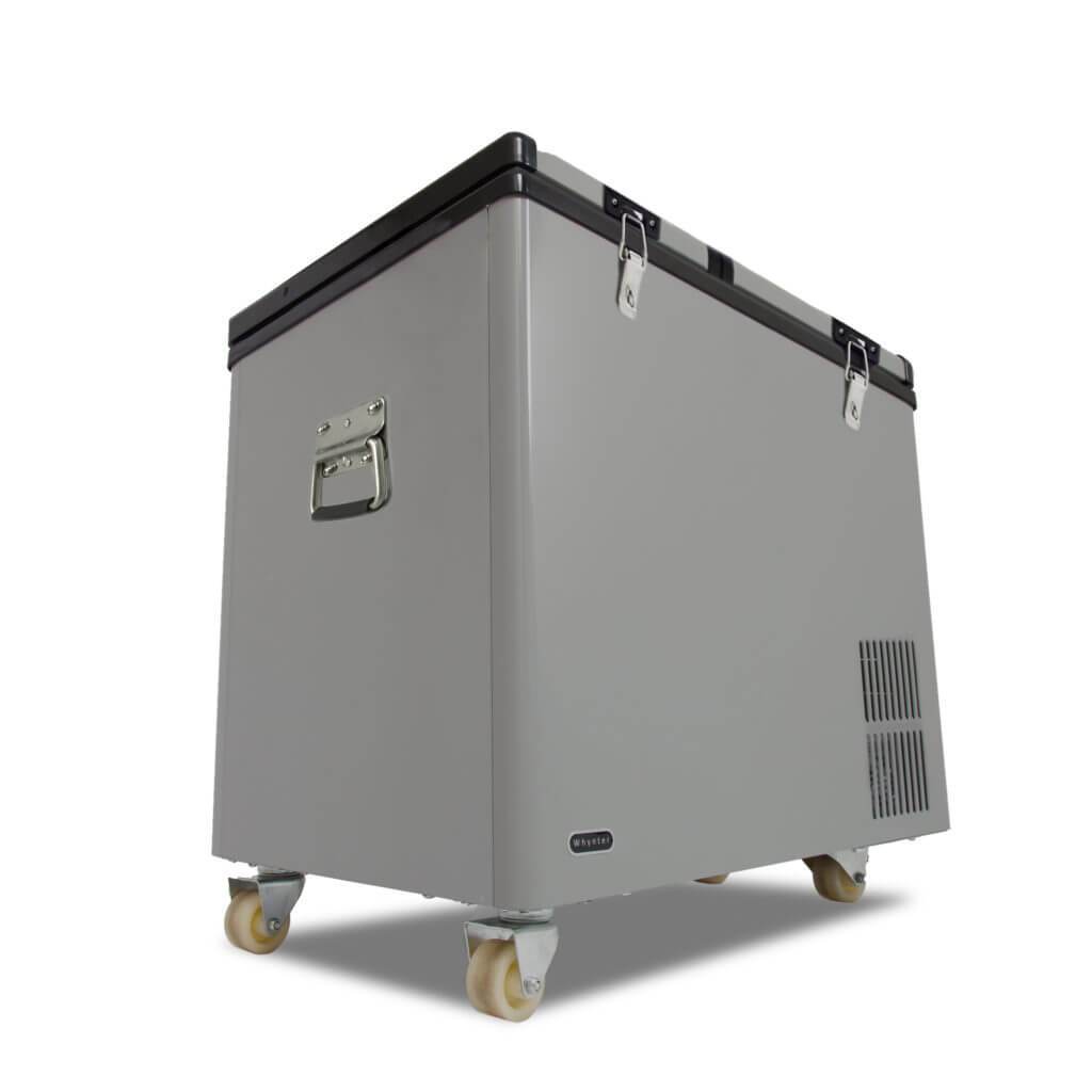 Whynter 90 Quart Dual Zone Portable Fridge/Freezer with 12V Option and Wheels FM-901DZ