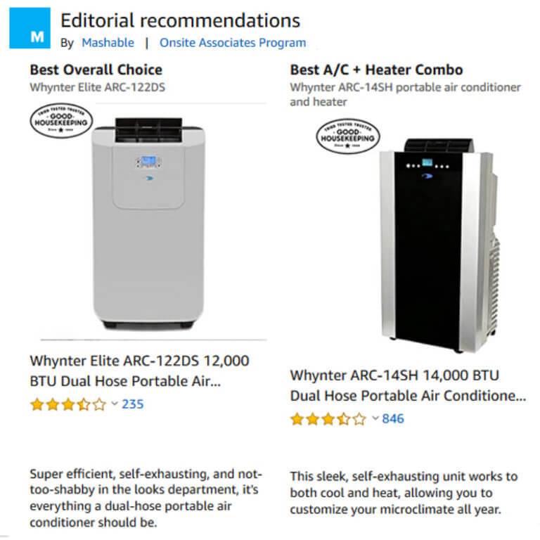 Whynter Eco-friendly 14000 BTU Dual Hose Portable Air Conditioner with Heater ARC-14SH