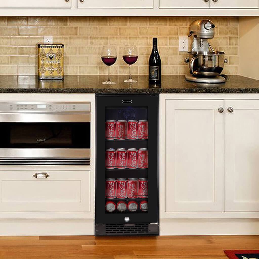 Whynter Built-in Black Glass 80-can capacity 3.4 cu ft. Beverage Refrigerator BBR-801BG