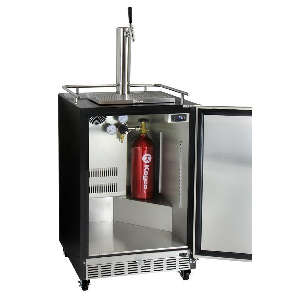 Kegco Full Size Digital Commercial Undercounter Kegerator with X-CLUSIVE Premium Direct Draw Kit - Left Hinge