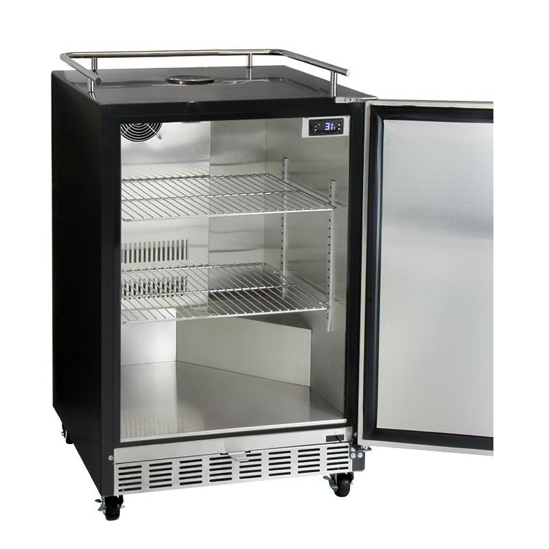 Kegco Dual Faucet Digital Commercial Undercounter Kegerator with X-CLUSIVE Premium Direct Draw Kit - Left Hinge