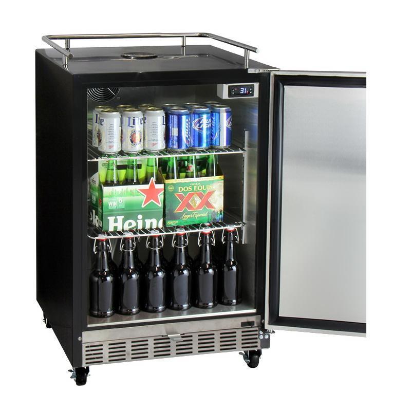 Kegco Dual Faucet Digital Commercial Undercounter Kegerator with X-CLUSIVE Premium Direct Draw Kit - Left Hinge