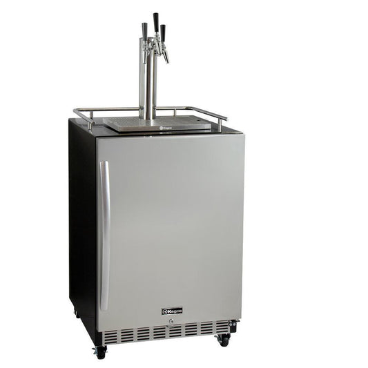 Kegco Three Faucet Digital Commercial Undercounter Kegerator with X-CLUSIVE Premium Direct Draw Kit - Right Hinge