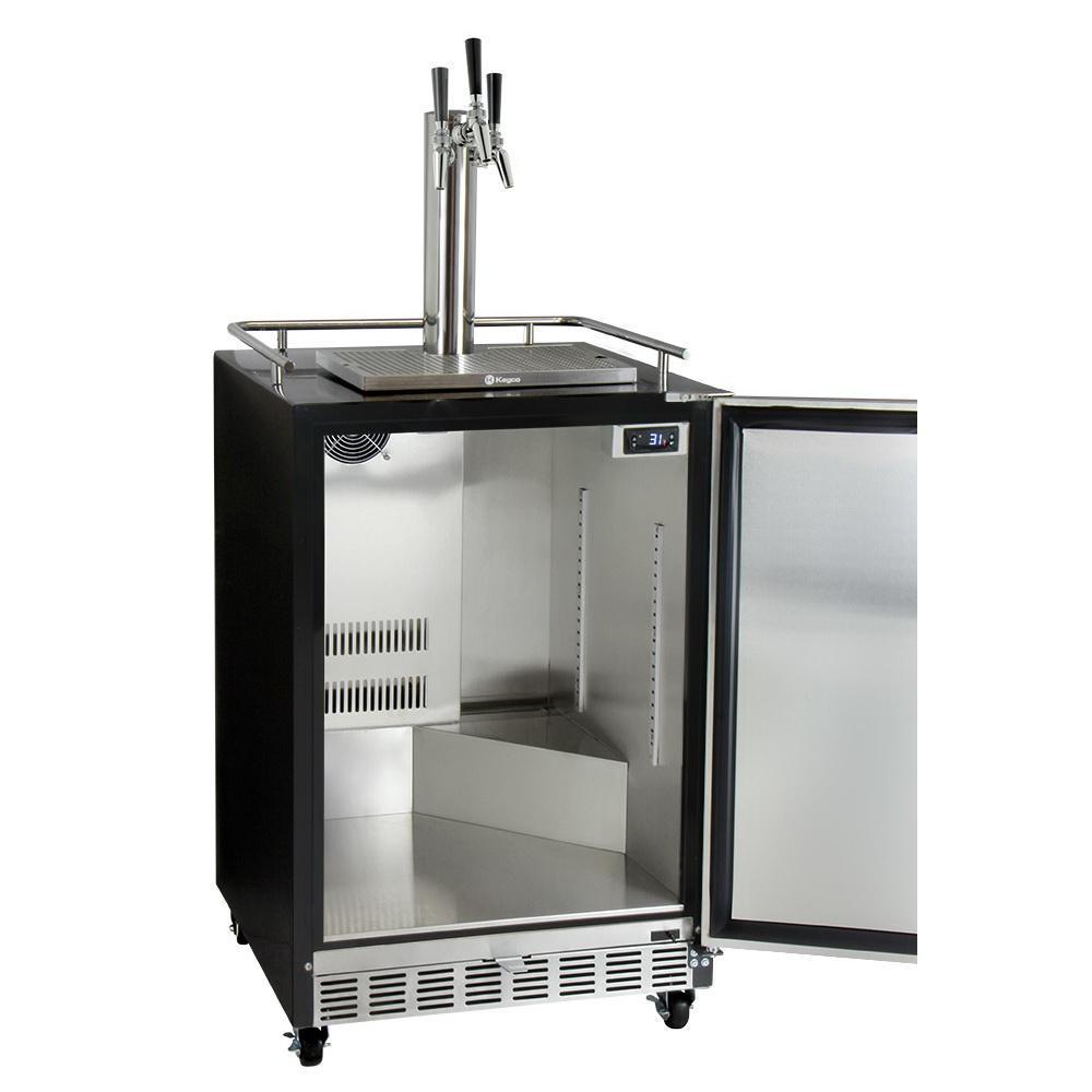 Kegco Three Faucet Digital Commercial Undercounter Kegerator with X-CLUSIVE Premium Direct Draw Kit - Right Hinge
