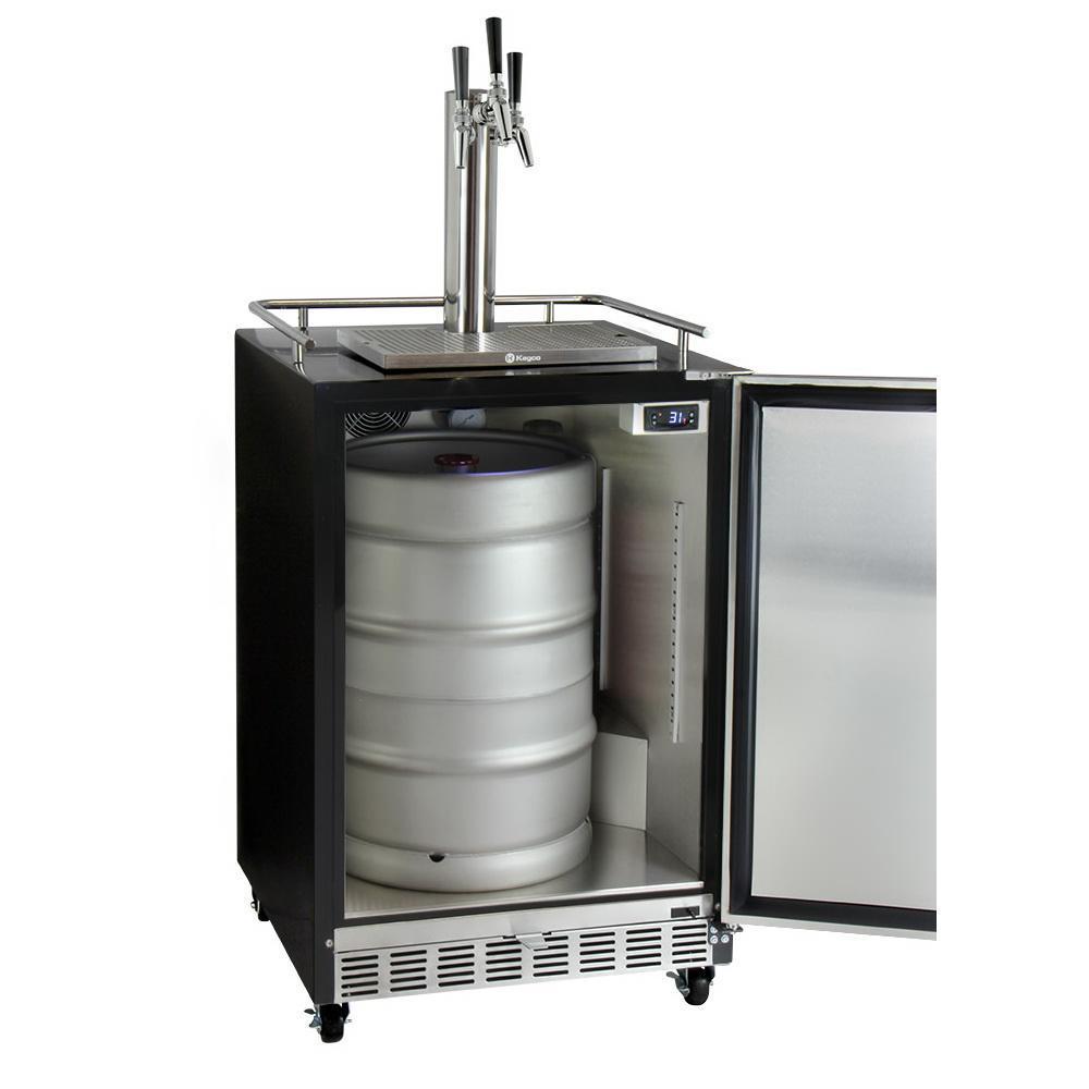 Kegco Three Faucet Digital Commercial Undercounter Kegerator with X-CLUSIVE Premium Direct Draw Kit - Right Hinge
