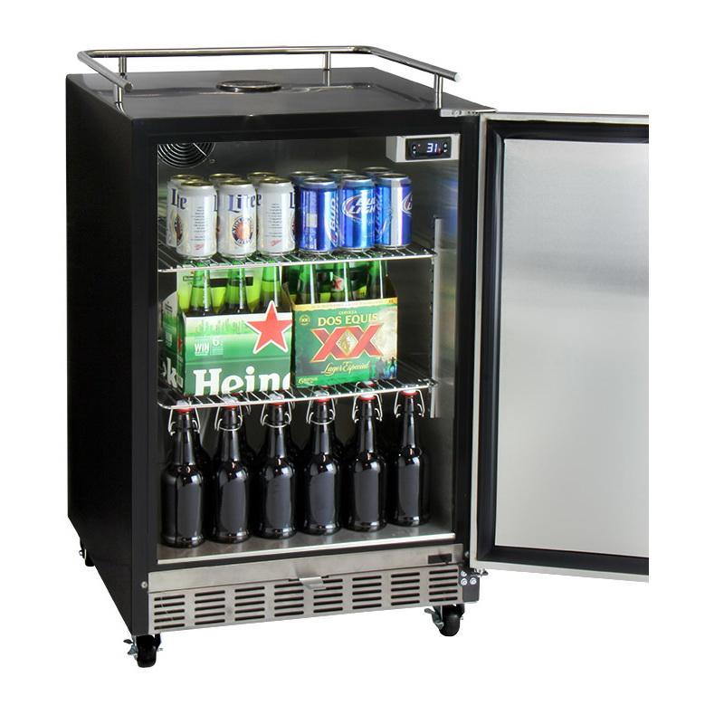 Kegco Three Faucet Digital Commercial Undercounter Kegerator with X-CLUSIVE Premium Direct Draw Kit - Right Hinge