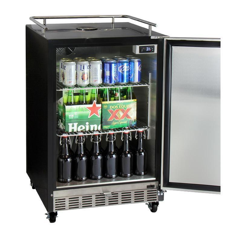 Kegco Three Faucet Digital Commercial Undercounter Kegerator with X-CLUSIVE Premium Direct Draw Kit - Left Hinge