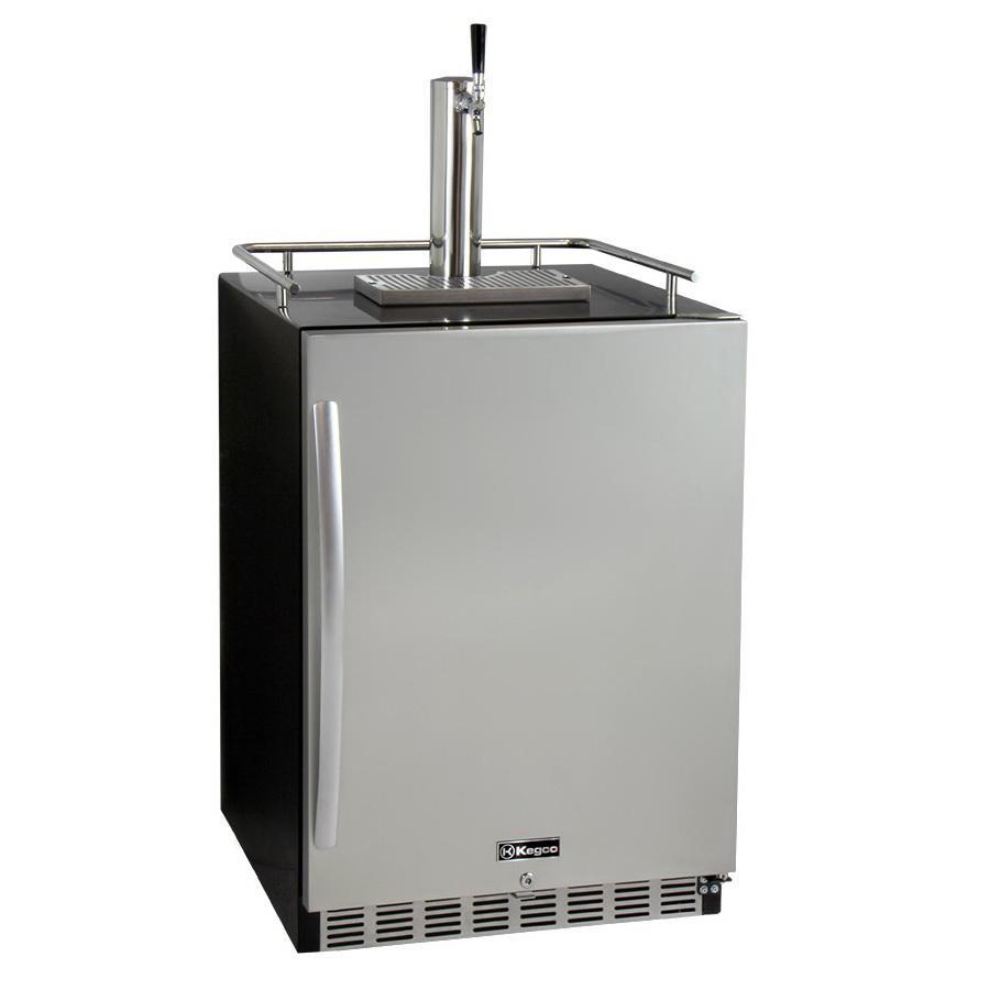 Kegco Single Tap Undercounter Kegerator with X-CLUSIVE Premium Direct Draw Kit - Right Hinge