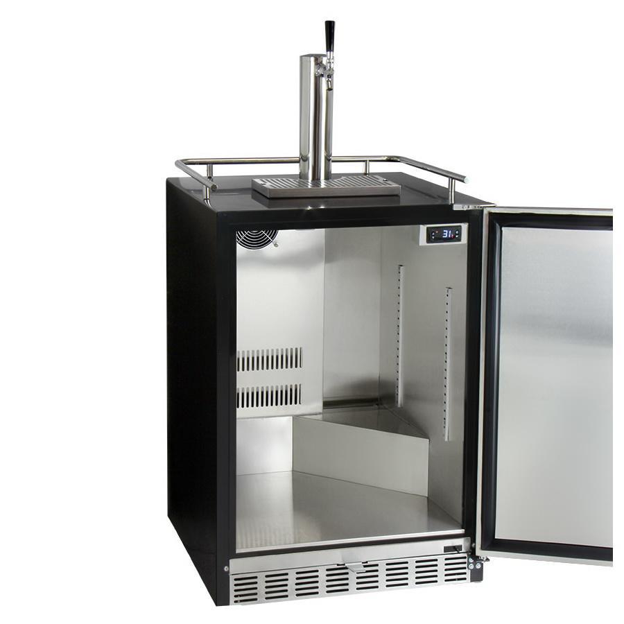 Kegco Single Tap Undercounter Kegerator with X-CLUSIVE Premium Direct Draw Kit - Right Hinge