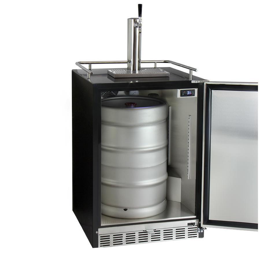 Kegco Single Tap Undercounter Kegerator with X-CLUSIVE Premium Direct Draw Kit - Right Hinge