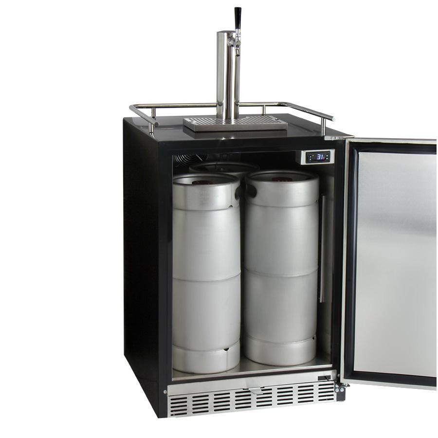Kegco Single Tap Undercounter Kegerator with X-CLUSIVE Premium Direct Draw Kit - Right Hinge