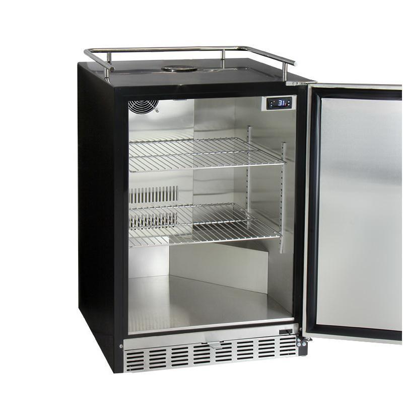 Kegco Single Tap Undercounter Kegerator with X-CLUSIVE Premium Direct Draw Kit - Right Hinge