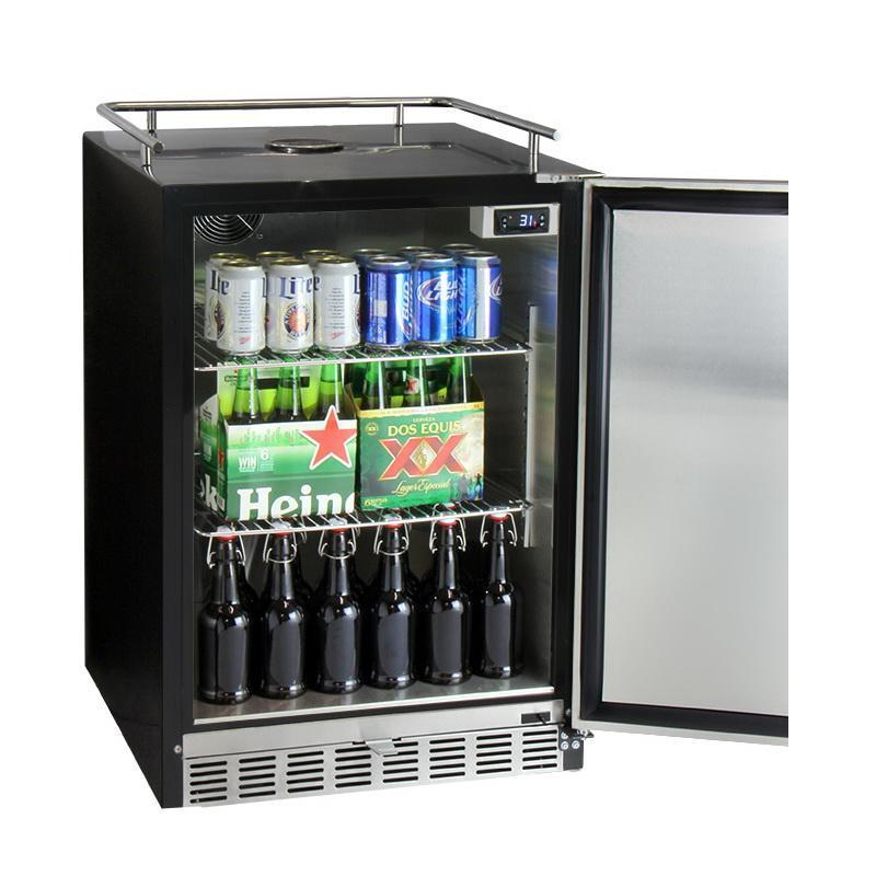 Kegco Single Tap Undercounter Kegerator with X-CLUSIVE Premium Direct Draw Kit - Right Hinge