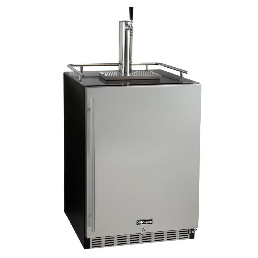 Kegco Single Tap Undercounter Kegerator with X-CLUSIVE Premium Direct Draw Kit - Right Hinge
