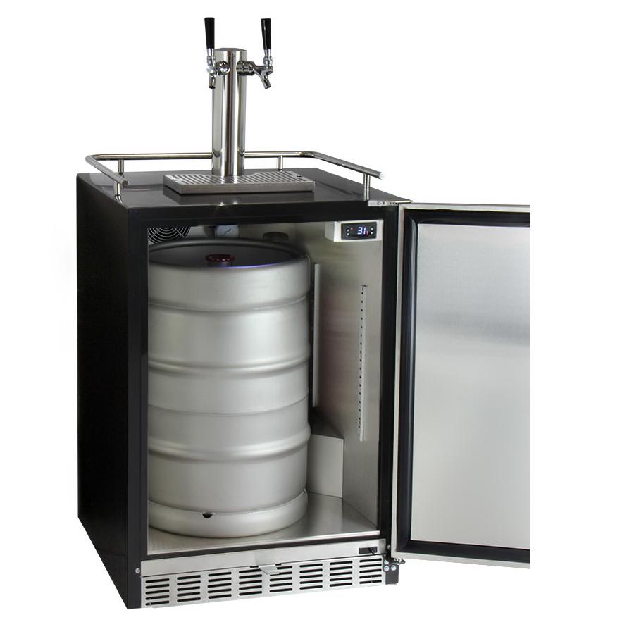 Kegco Dual Faucet Full Size Digital Undercounter Javarator - Black Right Hinge