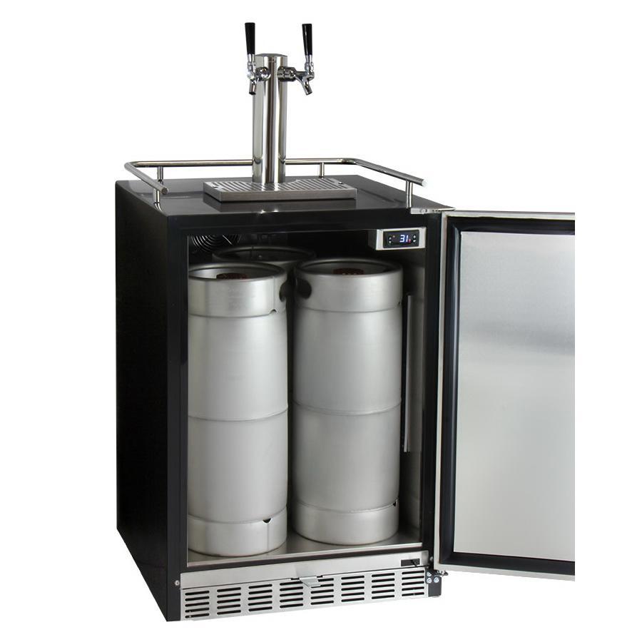 Kegco Dual Faucet Full Size Digital Undercounter Javarator - Black Right Hinge