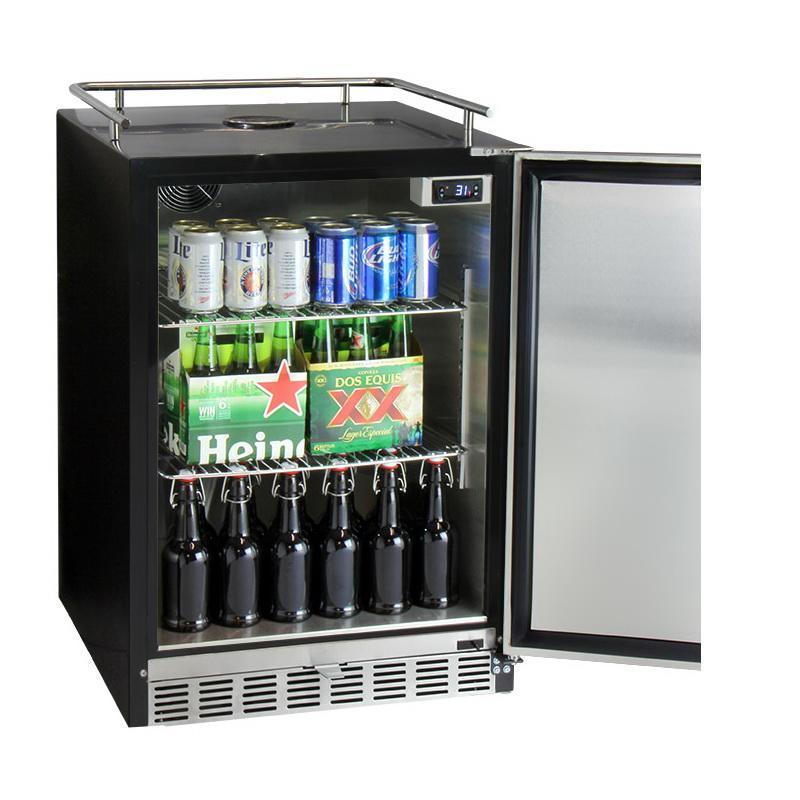 Kegco Three Faucet Digital Undercounter Kegerator with X-CLUSIVE Premium Direct Draw Kit - Left Hinge