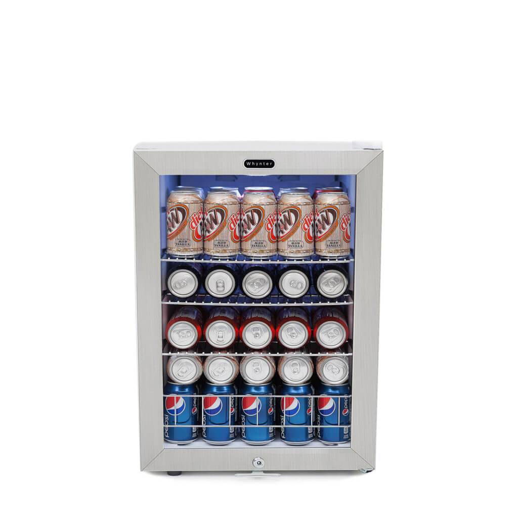 Whynter Beverage Refrigerator With Lock – Stainless Steel 90 Can Capacity BR-091WS