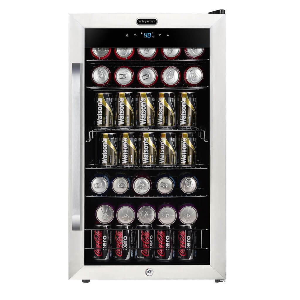 Whynter Freestanding 121 Can Beverage Refrigerator with Digital Control and Internal Fan BR-1211DS