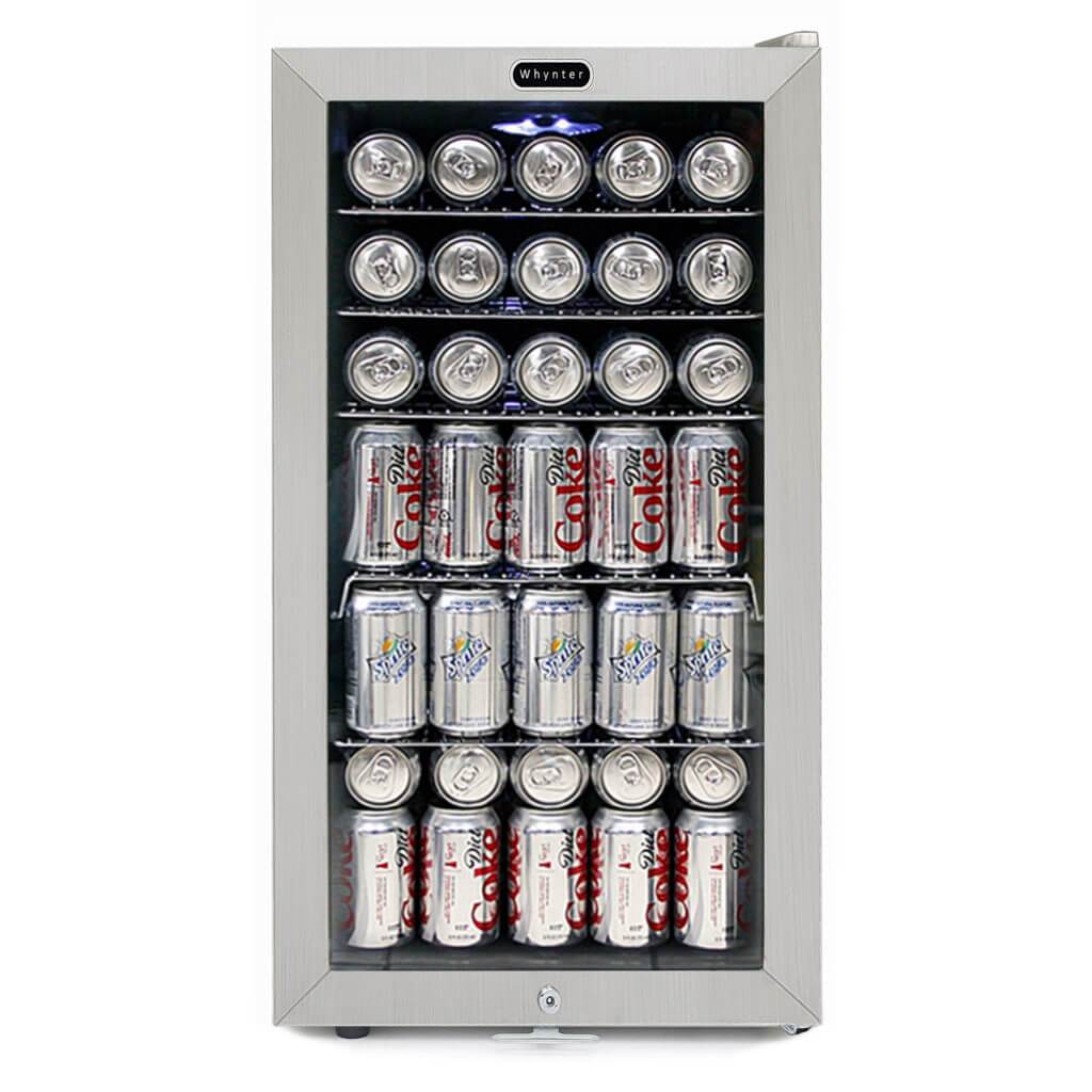 Whynter Beverage Refrigerator With Lock – Stainless Steel 120 Can Capacity BR-128WS