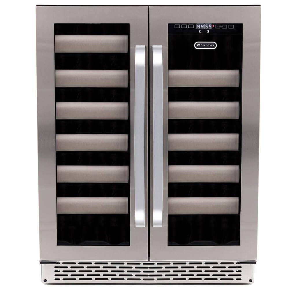 Whynter Elite 40 Bottle Seamless Stainless Steel Door Dual Zone Built-in Wine Refrigerator BWR-401DS