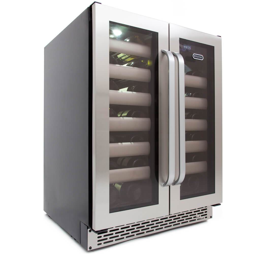 Whynter Elite 40 Bottle Seamless Stainless Steel Door Dual Zone Built-in Wine Refrigerator BWR-401DS