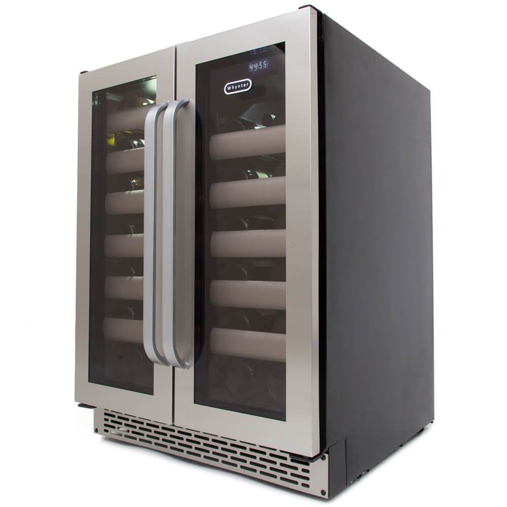Whynter Elite 40 Bottle Seamless Stainless Steel Door Dual Zone Built-in Wine Refrigerator BWR-401DS