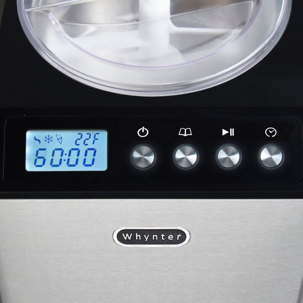 Whynter 2.1 Quart Capacity Upright Automatic Compressor Ice Cream Maker with Stainless Steel Bowl in Black ICM-201SB