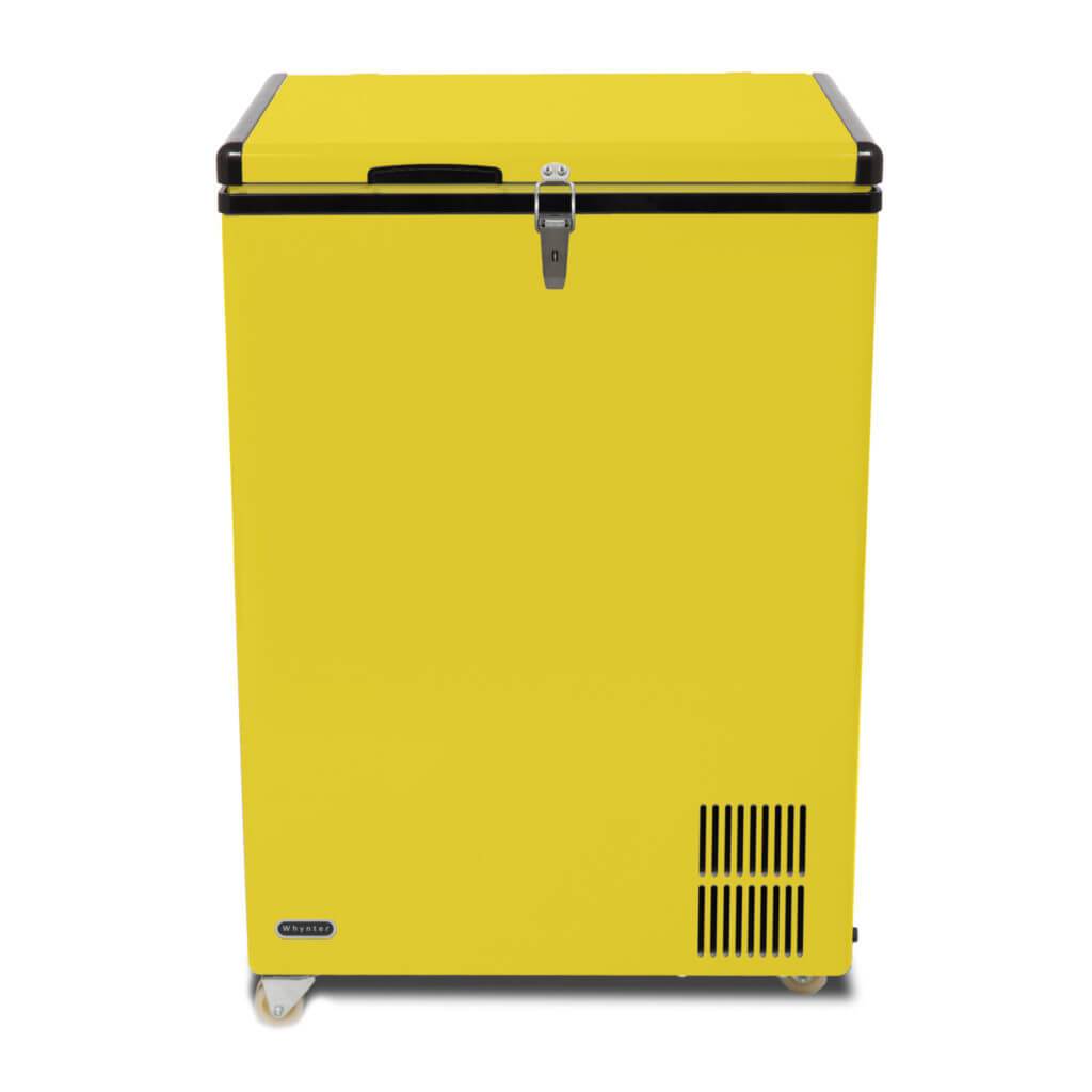 Whynter 95 Quart Portable Wheeled Refrigerator / Freezer with Door Alert and 12v Option Limited Edition Yellow FM-951YW
