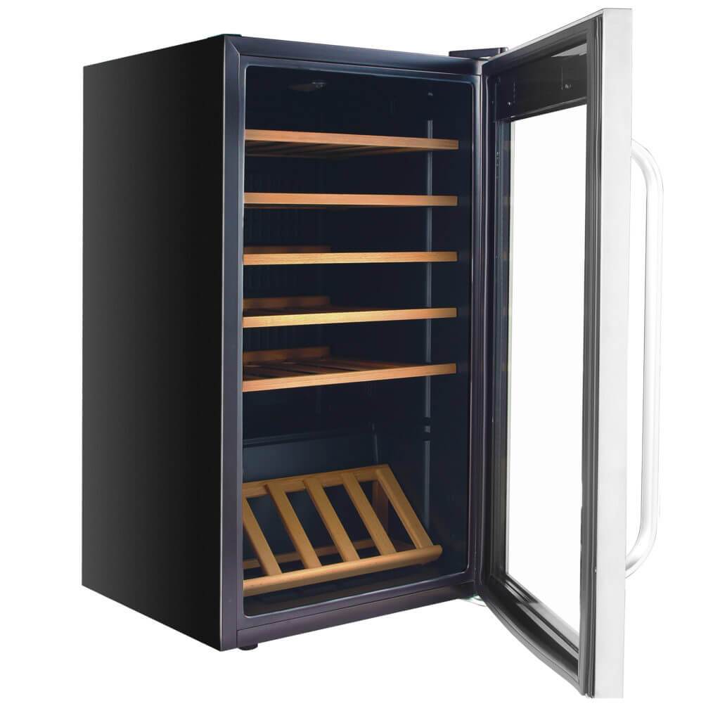 Whynter 34 Bottle Freestanding Stainless Steel Wine Refrigerator with Display Shelf and Digital Control FWC-341TS
