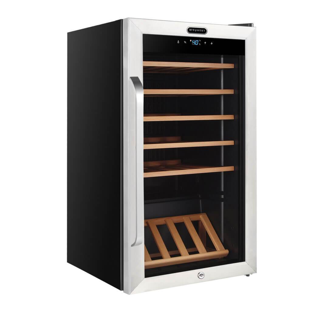 Whynter 34 Bottle Freestanding Stainless Steel Wine Refrigerator with Display Shelf and Digital Control FWC-341TS