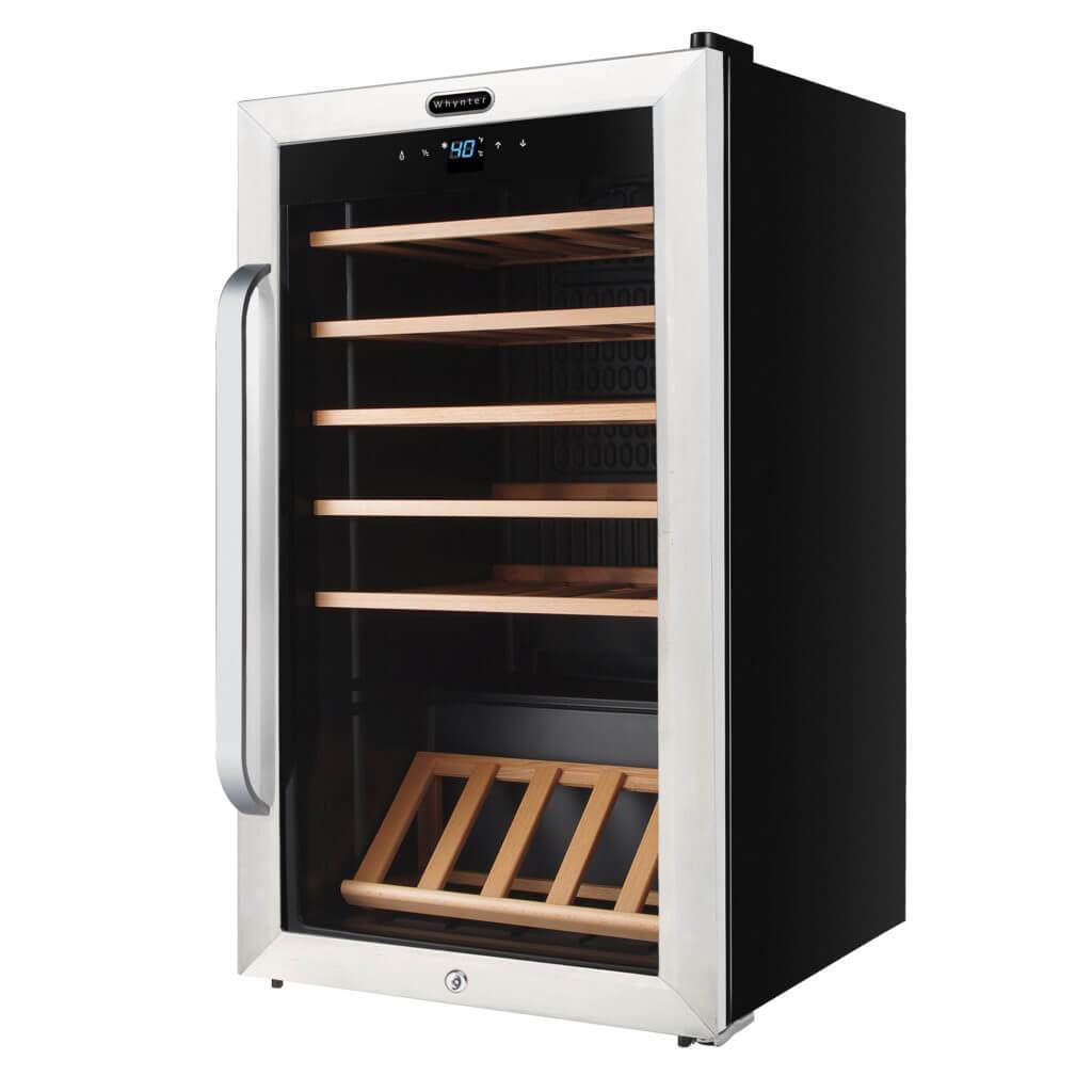 Whynter 34 Bottle Freestanding Stainless Steel Wine Refrigerator with Display Shelf and Digital Control FWC-341TS
