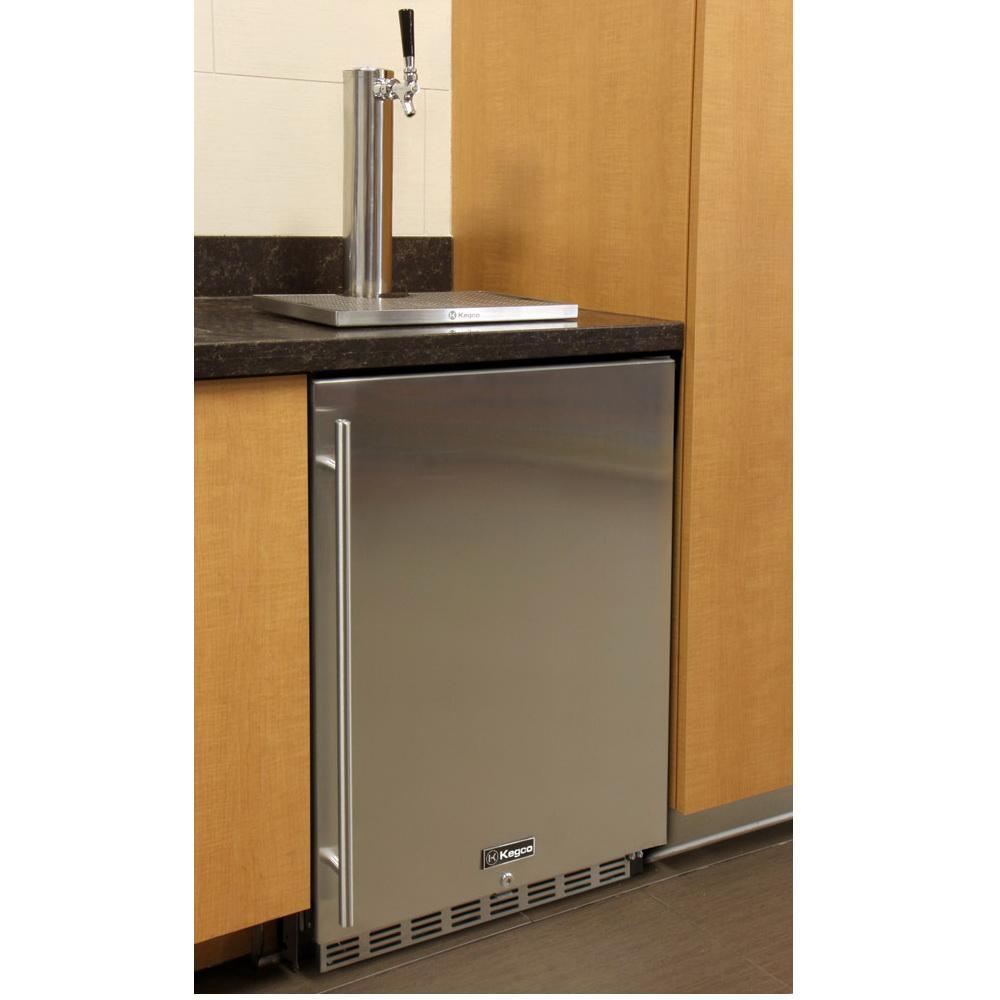 Kegco Single Tap Undercounter Kegerator with X-CLUSIVE Premium Direct Draw Kit - Right Hinge