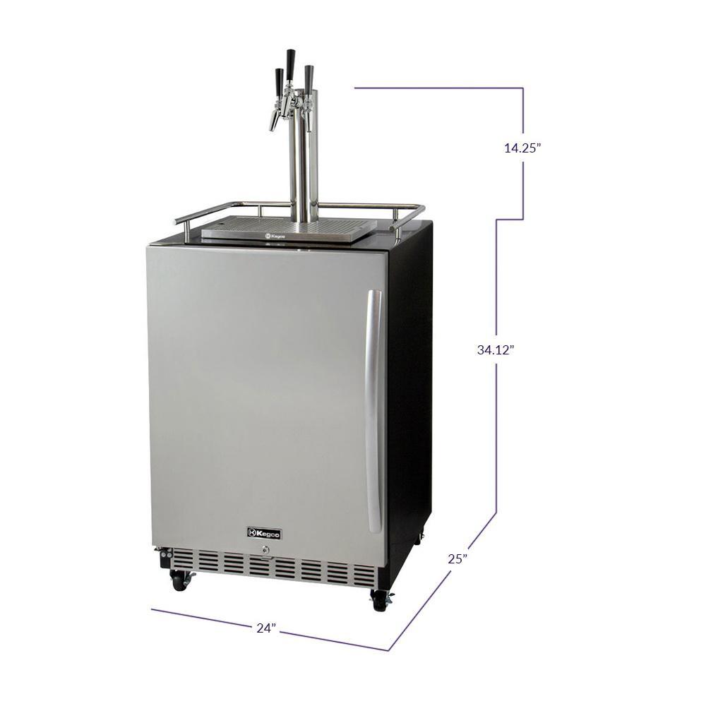 Kegco Three Faucet Digital Commercial Undercounter Kegerator with X-CLUSIVE Premium Direct Draw Kit - Left Hinge
