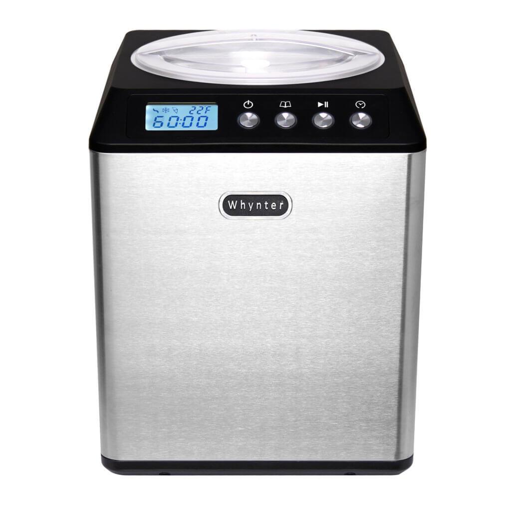 Whynter 2.1 Quart Capacity Upright Automatic Compressor Ice Cream Maker with Stainless Steel Bowl in Black ICM-201SB