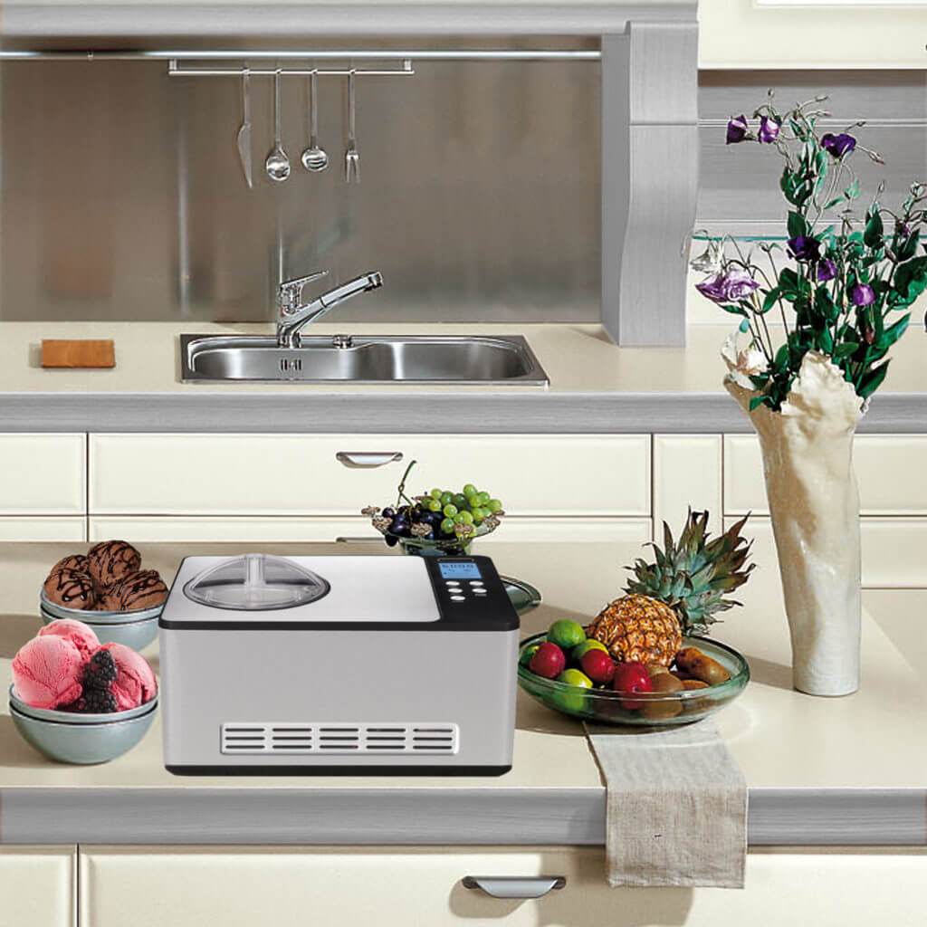 Whynter 2 Quart Capacity Automatic Compressor Ice Cream Maker & Yogurt Incubator with Stainless Steel Bowl in Stainless Steel ICM-220SSY