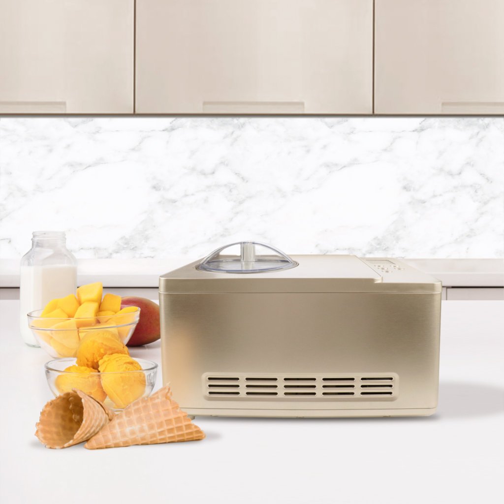 Whynter 2 Quart Capacity Automatic Compressor Ice Cream Maker & Yogurt Function with Stainless Steel Bowl in Champagne Gold ICM-220CGY