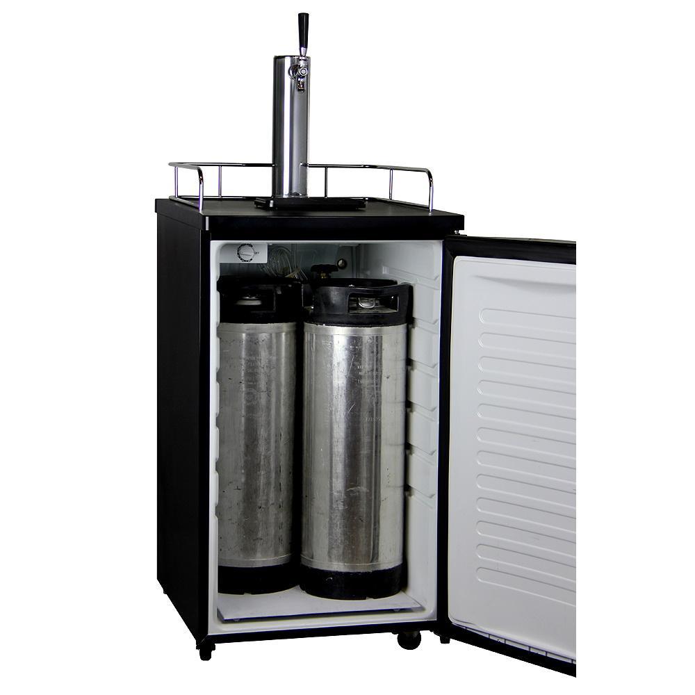 Kegco Kombucha Dispenser with Black Cabinet and Door