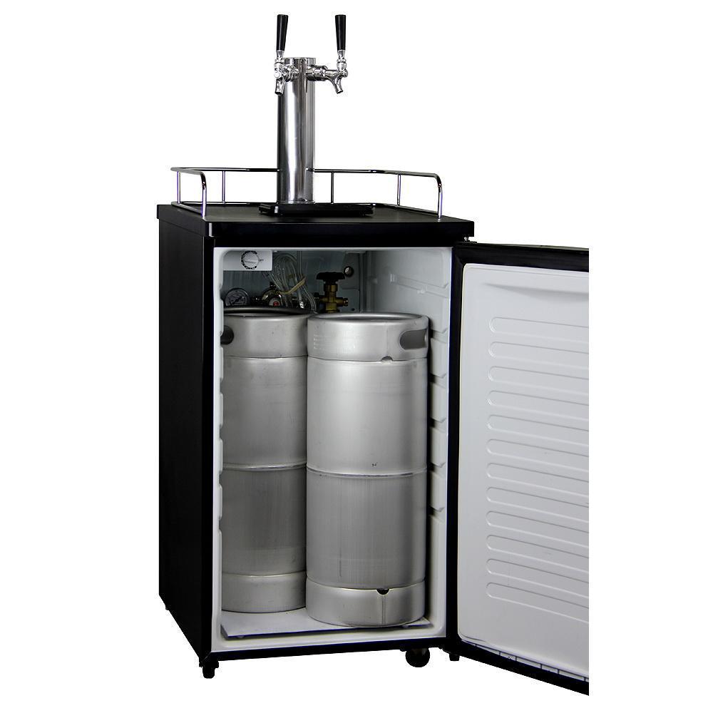Kegco Home Brew Double-Faucet Kegerator with Black Cabinet and Door
