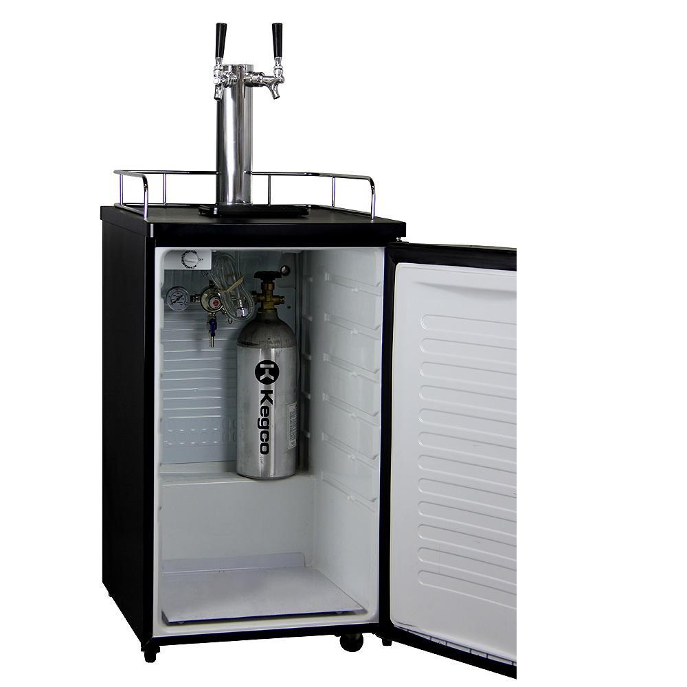 Kegco Dual Faucet Javarator Cold-Brew Coffee Dispenser with Black Cabinet and Door