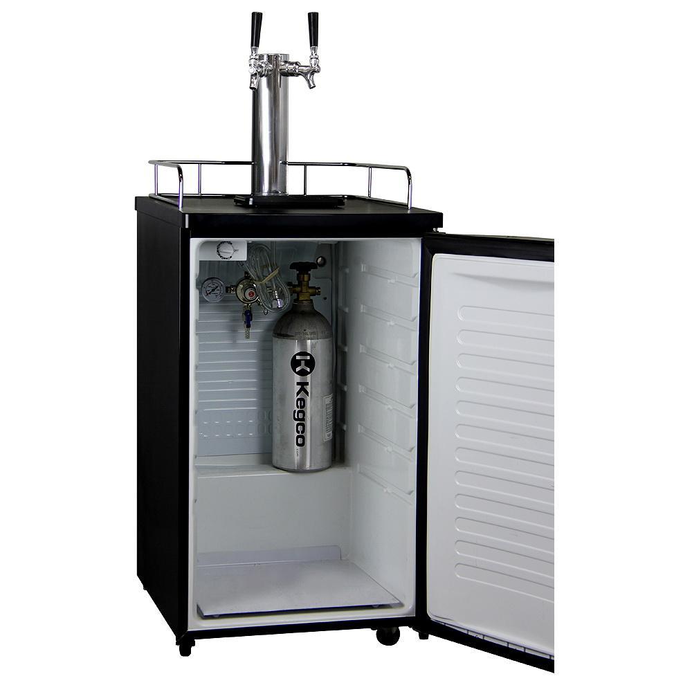 Double Keg Tap Faucet Kegerator with Black Cabinet and Door