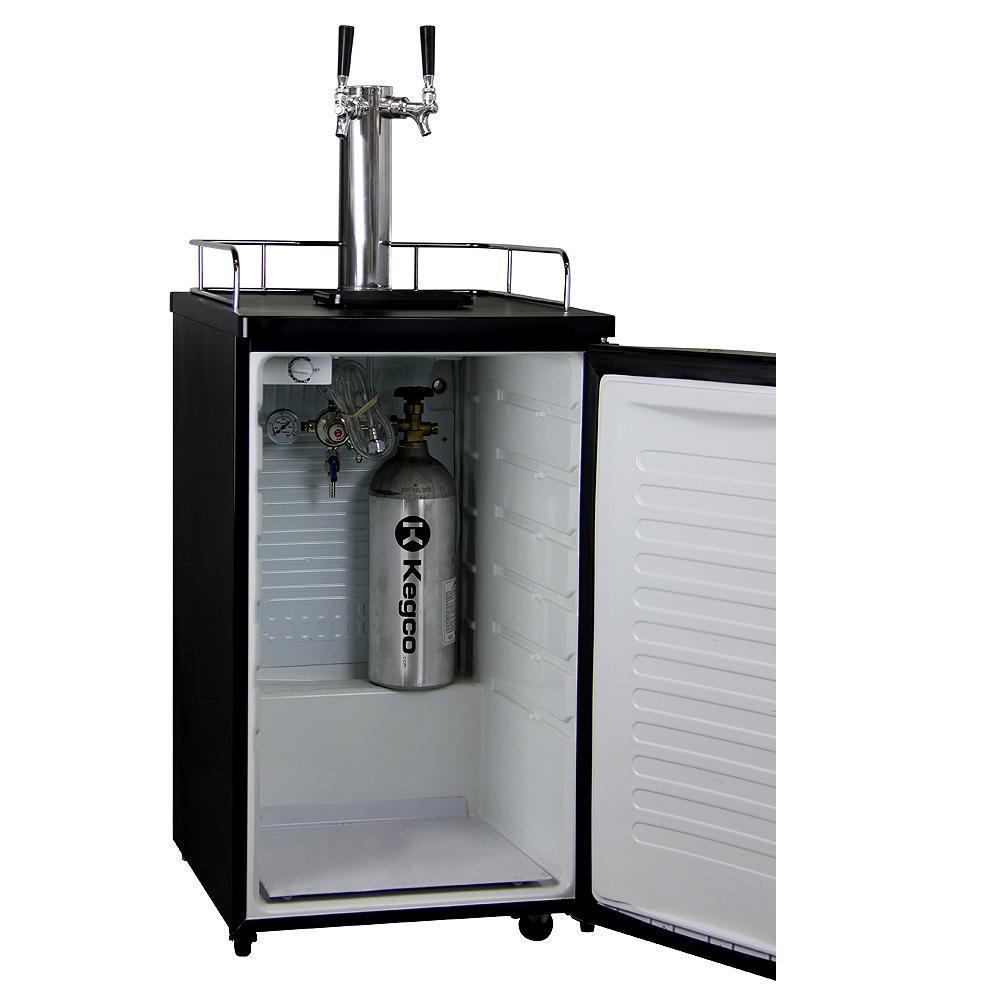 Kegco Home Brew Double-Faucet Kegerator with Black Cabinet and Door