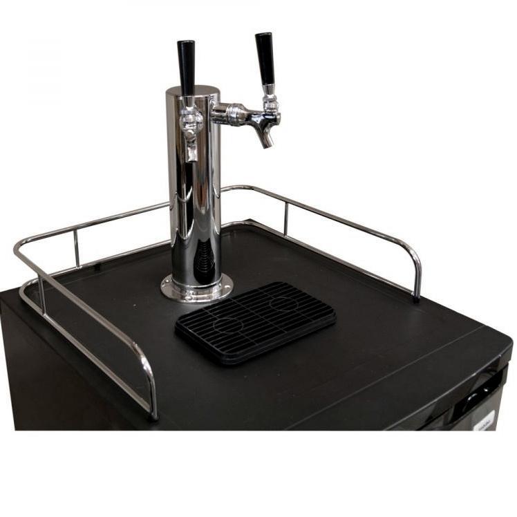 Kegco Dual Faucet Kombucha Dispense System with Black Cabinet and Door