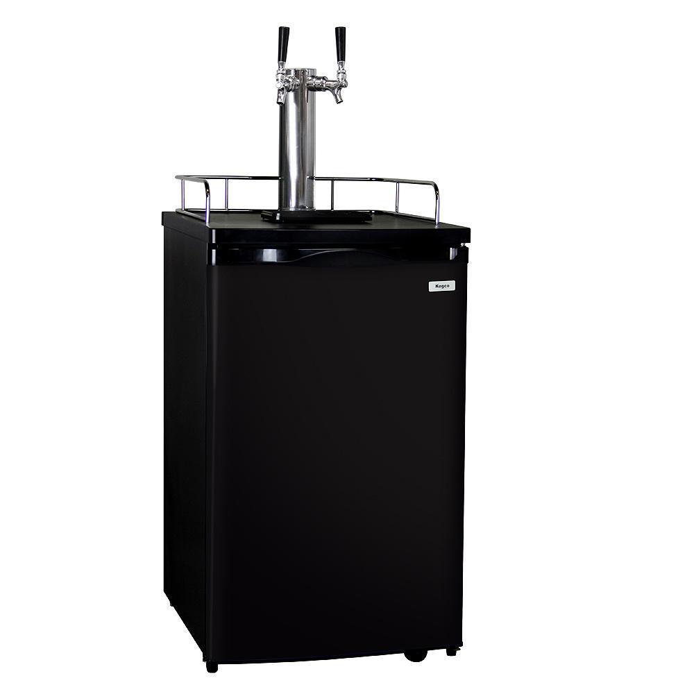Kegco Home Brew Double-Faucet Kegerator with Black Cabinet and Door