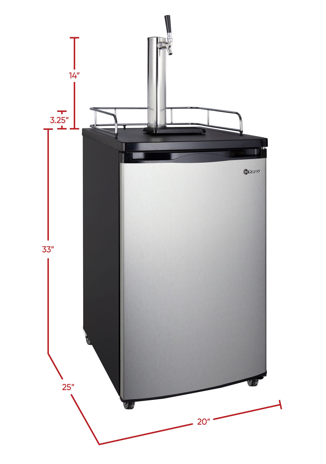 20" Wide Homebrew Single Tap Stainless Steel Kegerator