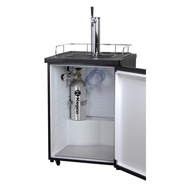 Kegco Kombucha Cooler Dispenser with Black Cabinet and Stainless Steel Door