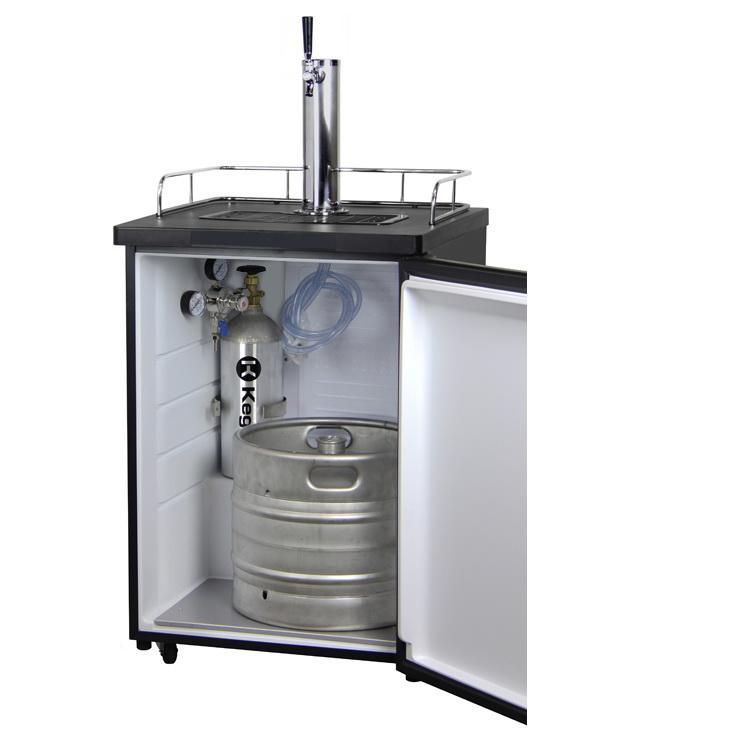 Kegco Kombucha Cooler Dispenser with Black Cabinet and Stainless Steel Door