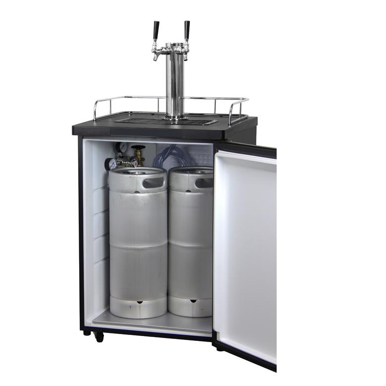 Dual Faucet Tap Kegerator - Black Cabinet with Matte Black Door