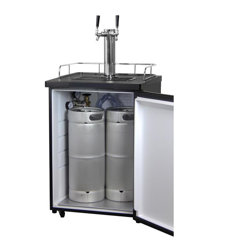 Two Keg Tap Faucet Beer Dispenser - Black Cabinet with Stainless Steel Door